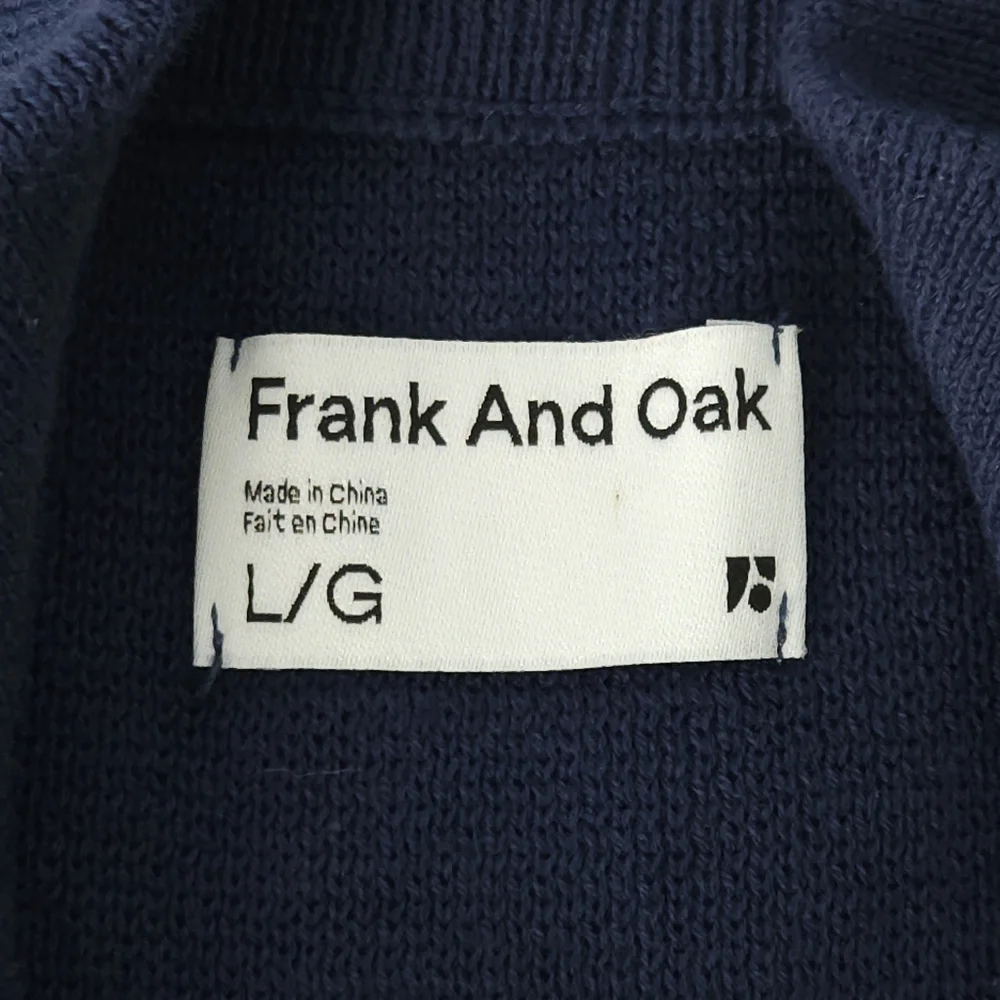 Frank‎ And Oak Navy Quarter Zip Sweater Large 100% Mercerized Cotton Minimal